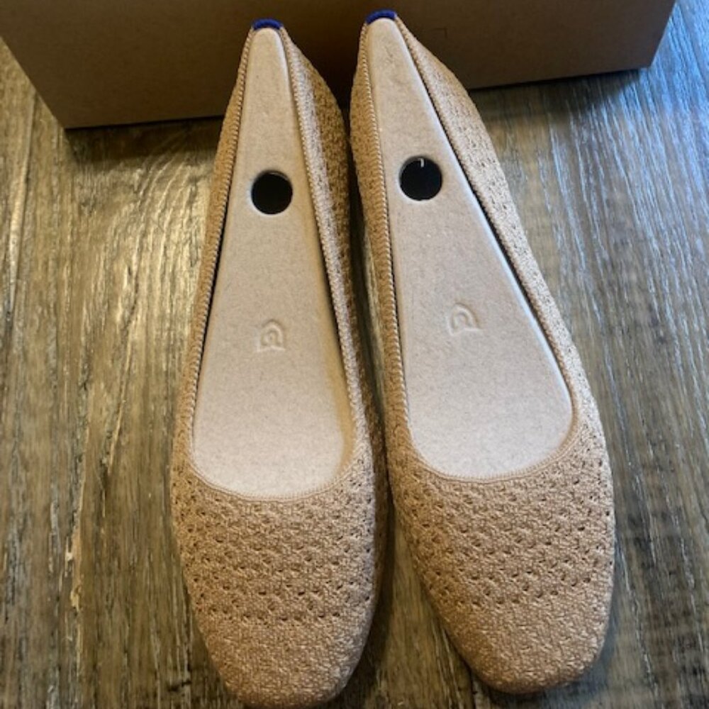 NIB Rothys Max Square Flat in Wren Crochet